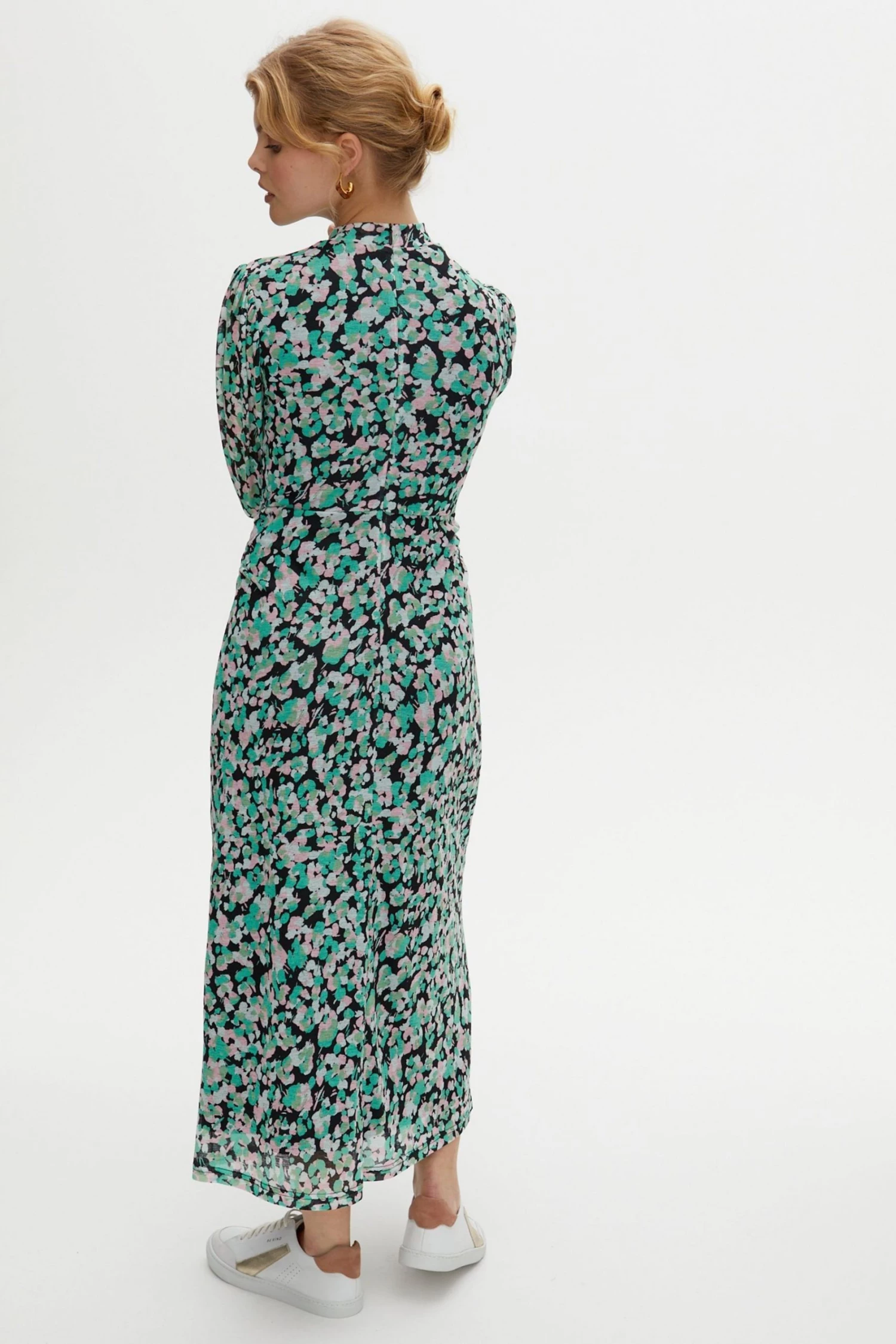 Oliver Bonas Green Textured Animal Print Mesh Midi Dress - Image 2