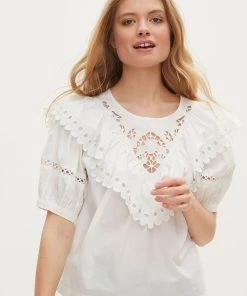 Oliver Bonas White Bib Blouse