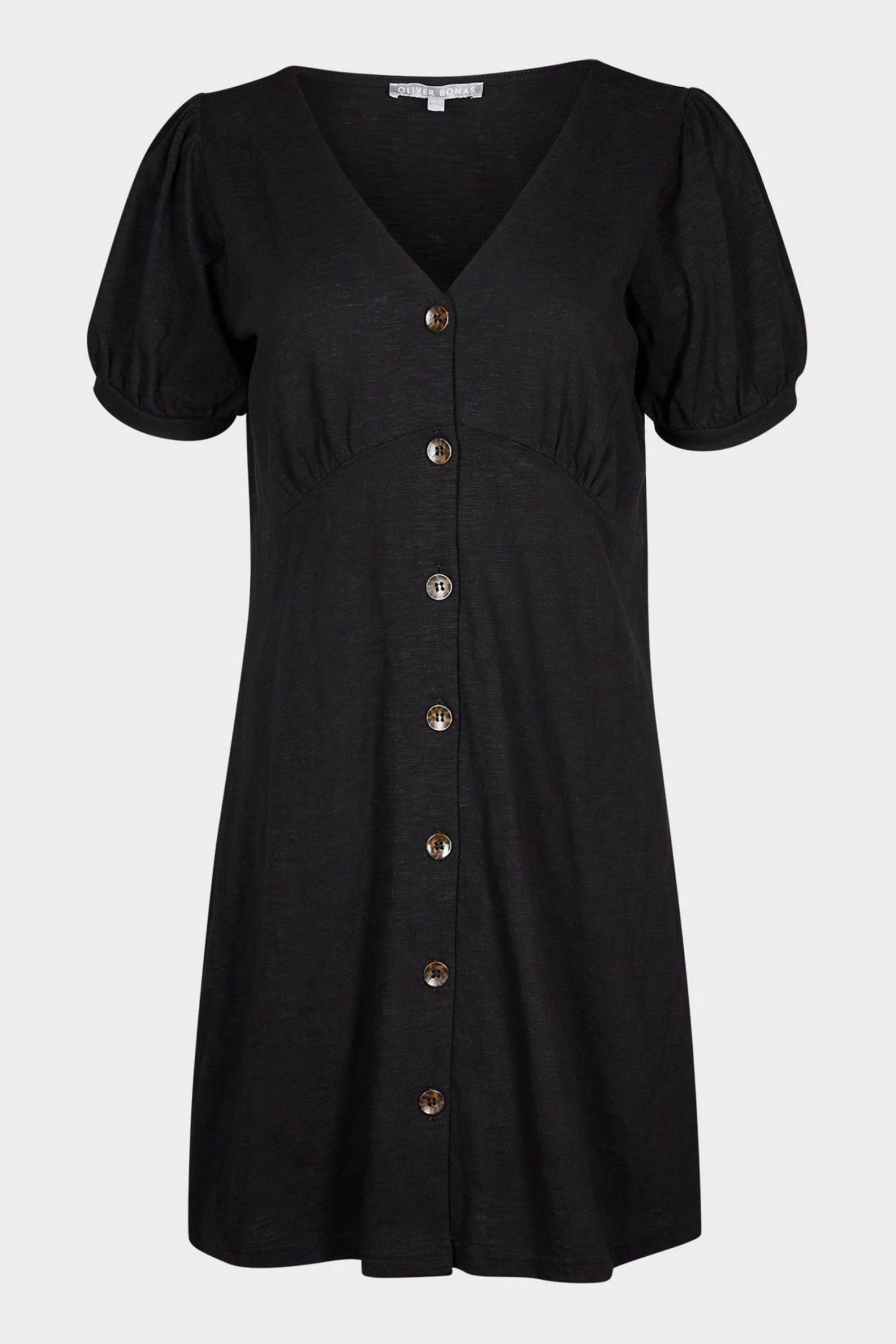 Oliver Bonas Black Button Through Jersey Mini Dress - Image 3