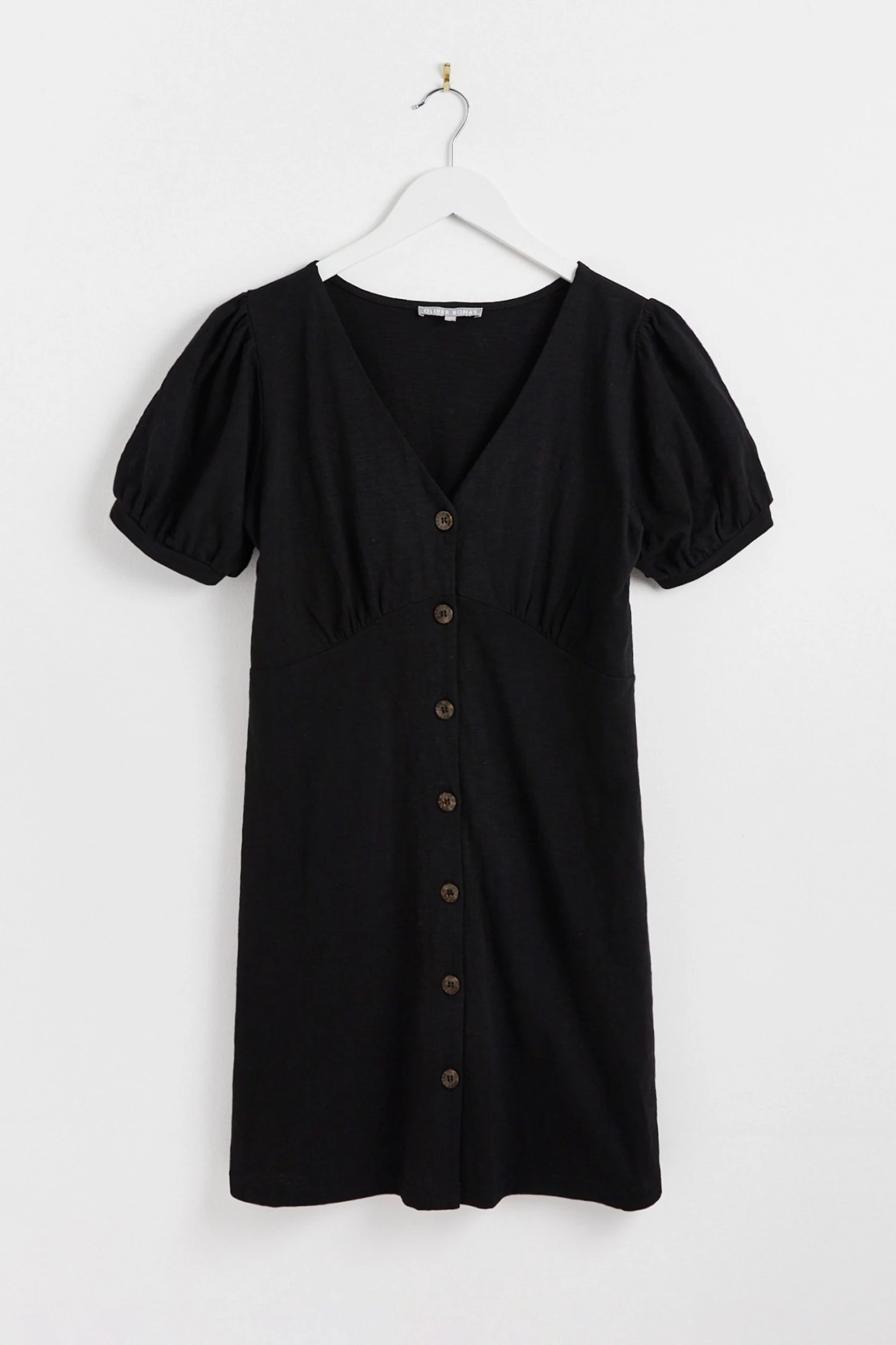 Oliver Bonas Black Button Through Jersey Mini Dress - Image 5