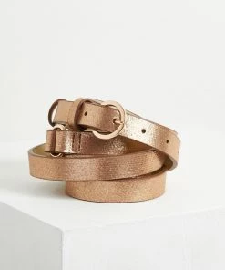 Oliver Bonas Natural Metallic Double Wrap Copper Skinny Belt