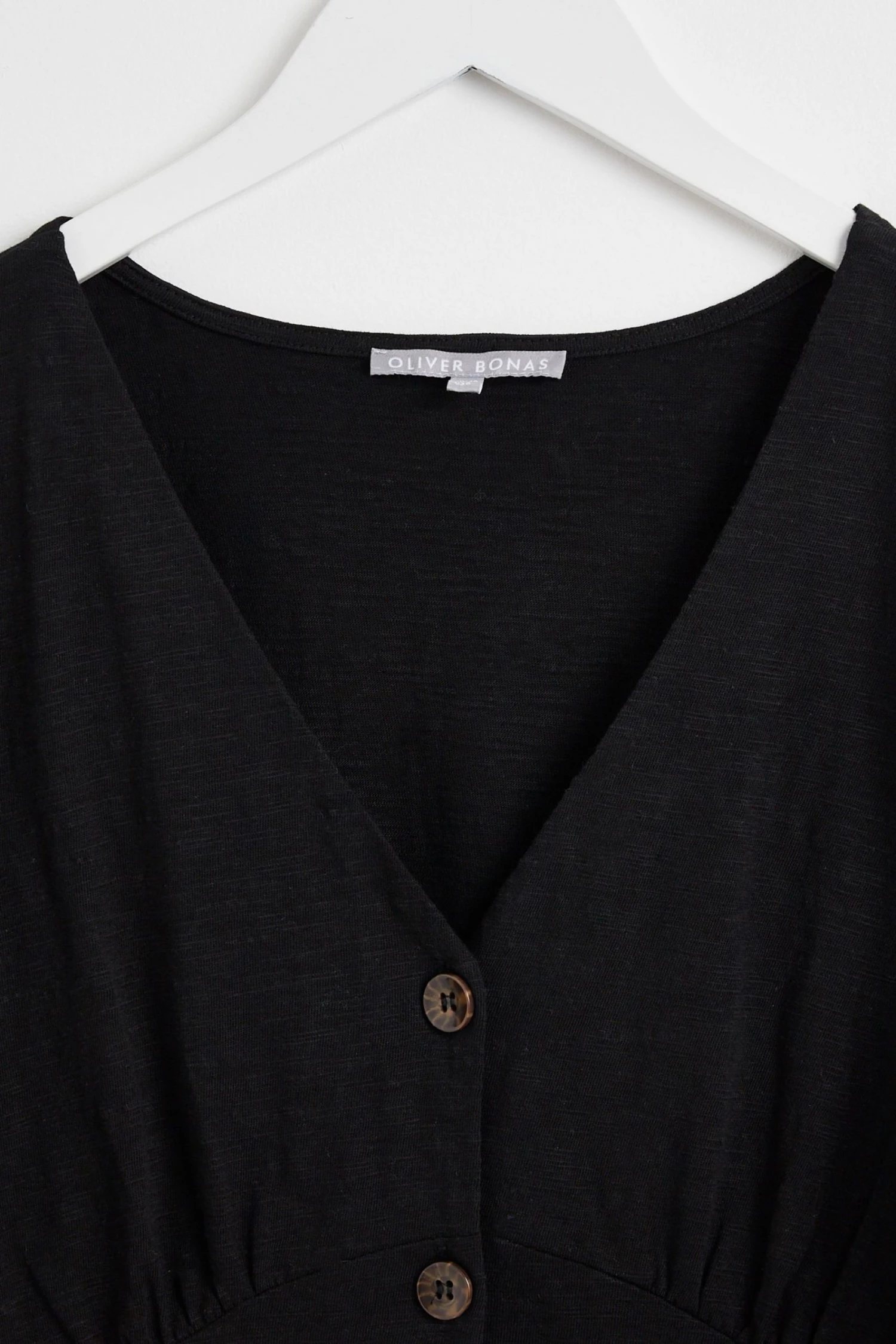 Oliver Bonas Black Button Through Jersey Mini Dress - Image 6