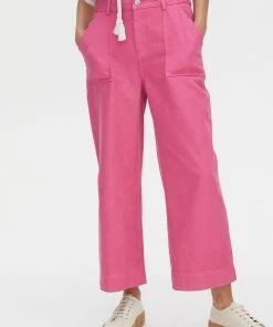 Oliver Bonas Pink Wide Leg Cropped Jeans