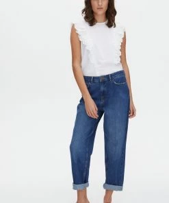 Oliver Bonas White Broderie Ruffled Vest Top