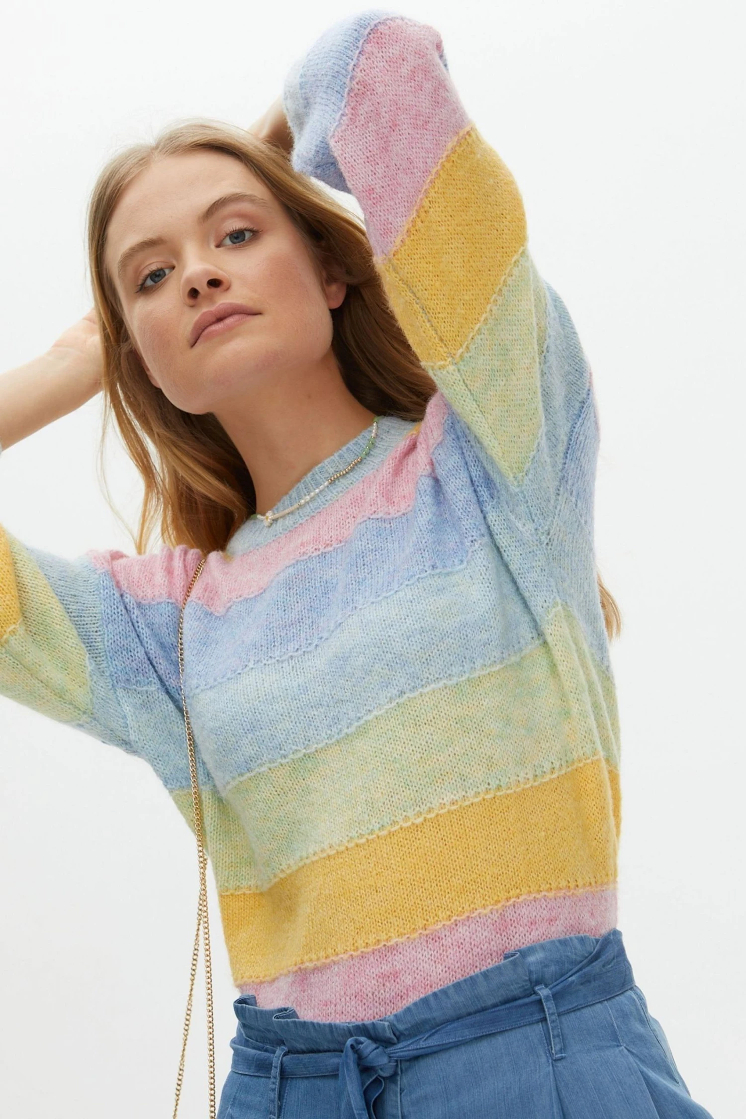 Oliver Bonas Blue Over The Rainbow Stripe Jumper