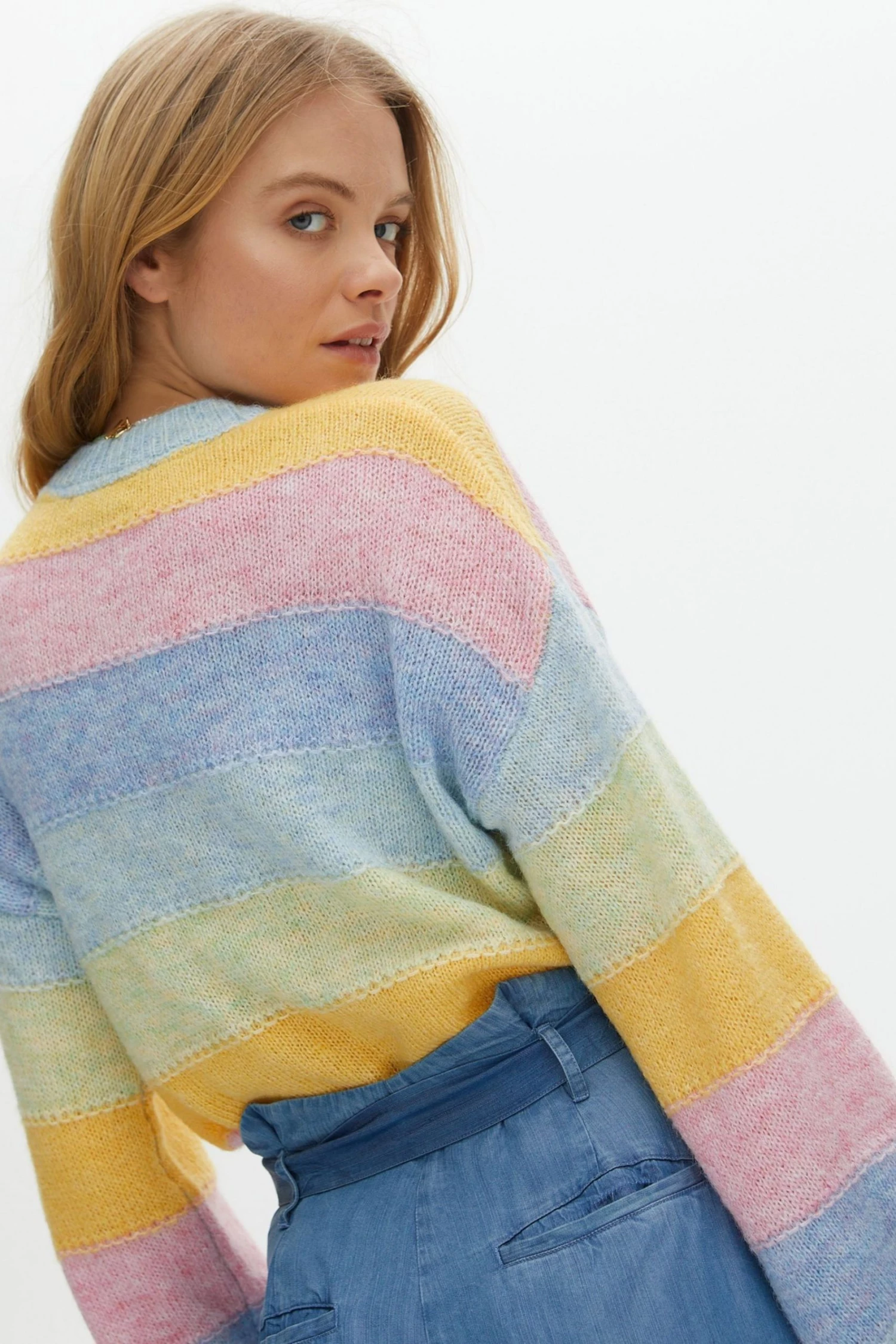 Oliver Bonas Blue Over The Rainbow Stripe Jumper - Image 2
