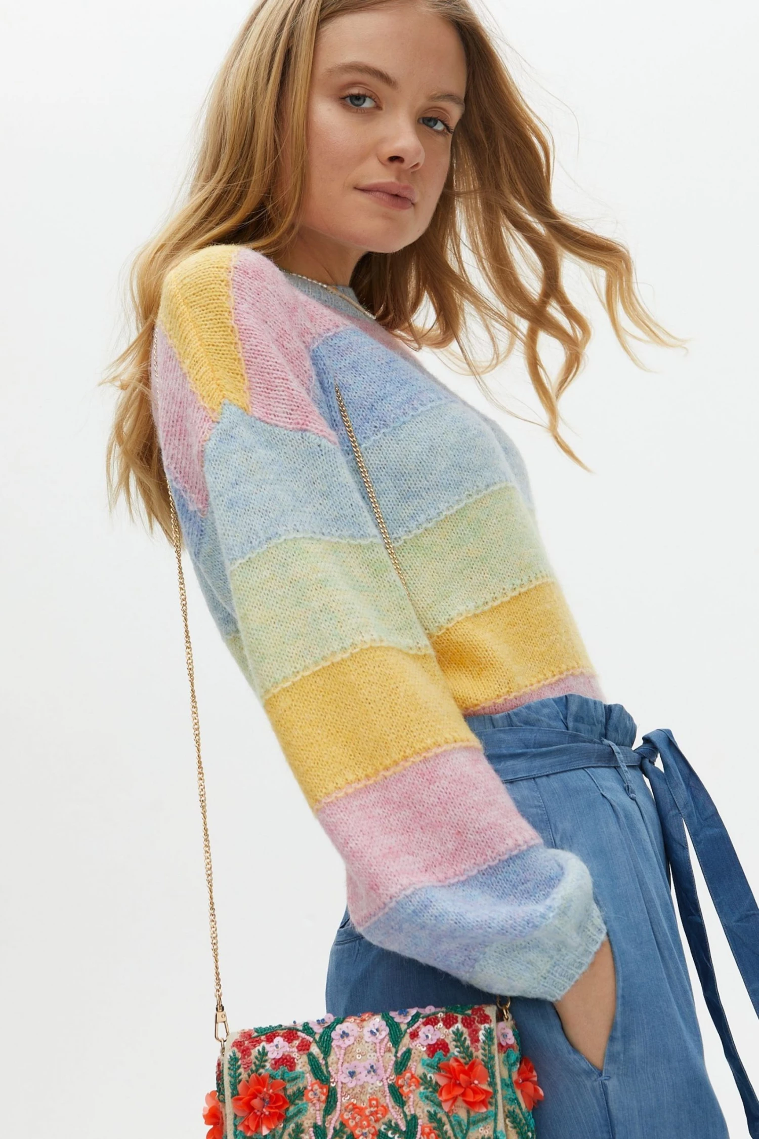 Oliver Bonas Blue Over The Rainbow Stripe Jumper - Image 3