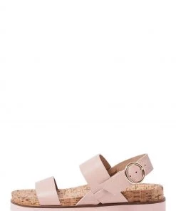 Oliver Bonas Pink And Gold Fleck Leather Flatform Sandals