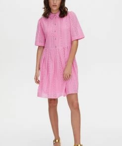 Oliver Bonas Pink Broderie Mini Shirt Dress