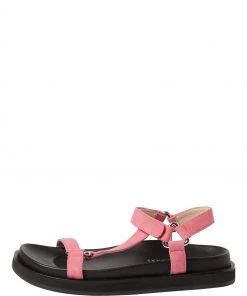 Oliver Bonas Pink Suede Leather Sandals
