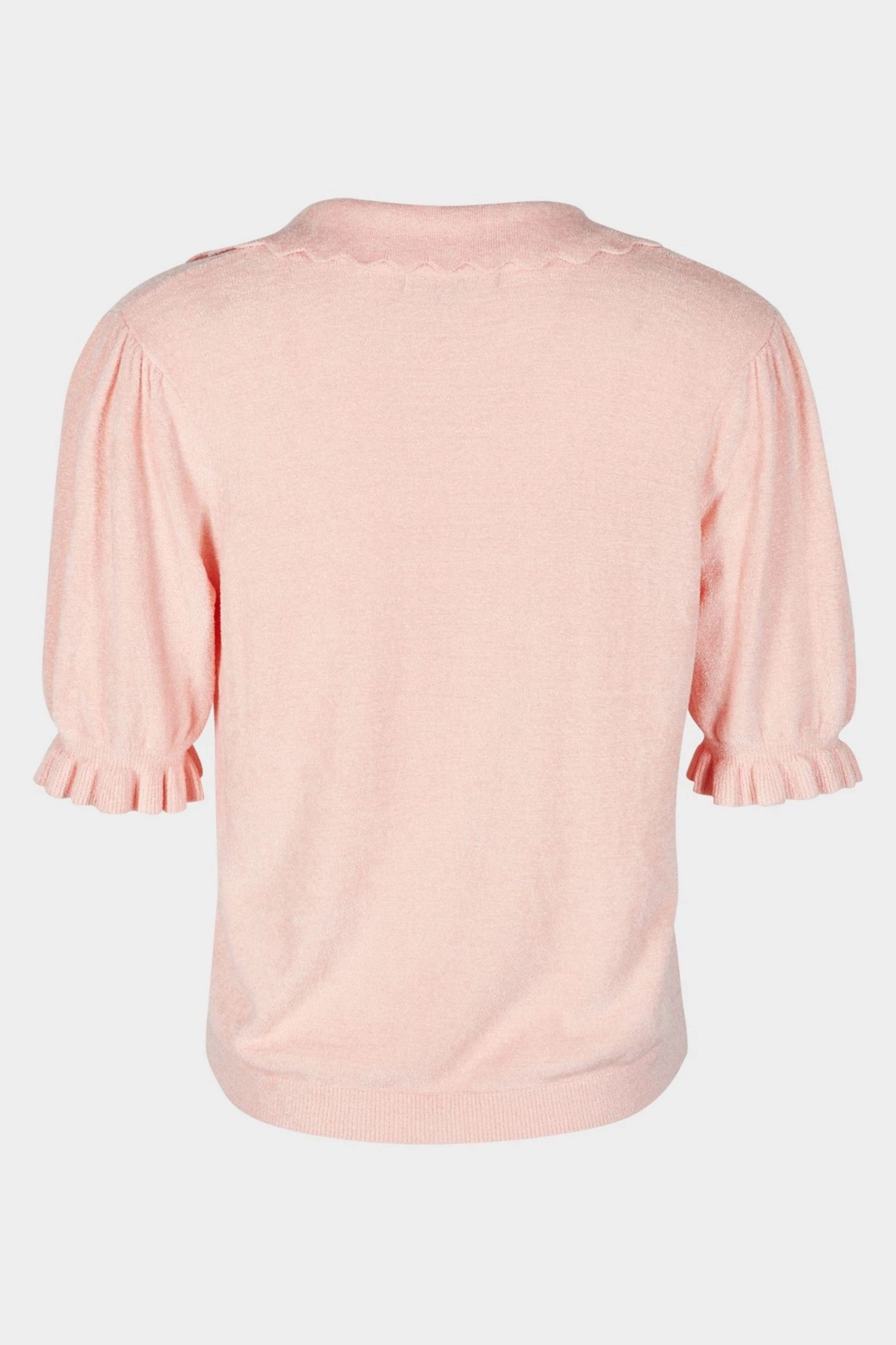 Oliver Bonas Pink Towelling Collared Knitted Top - Image 7