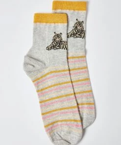 Oliver Bonas Grey Tiger Stripe Ankle Socks