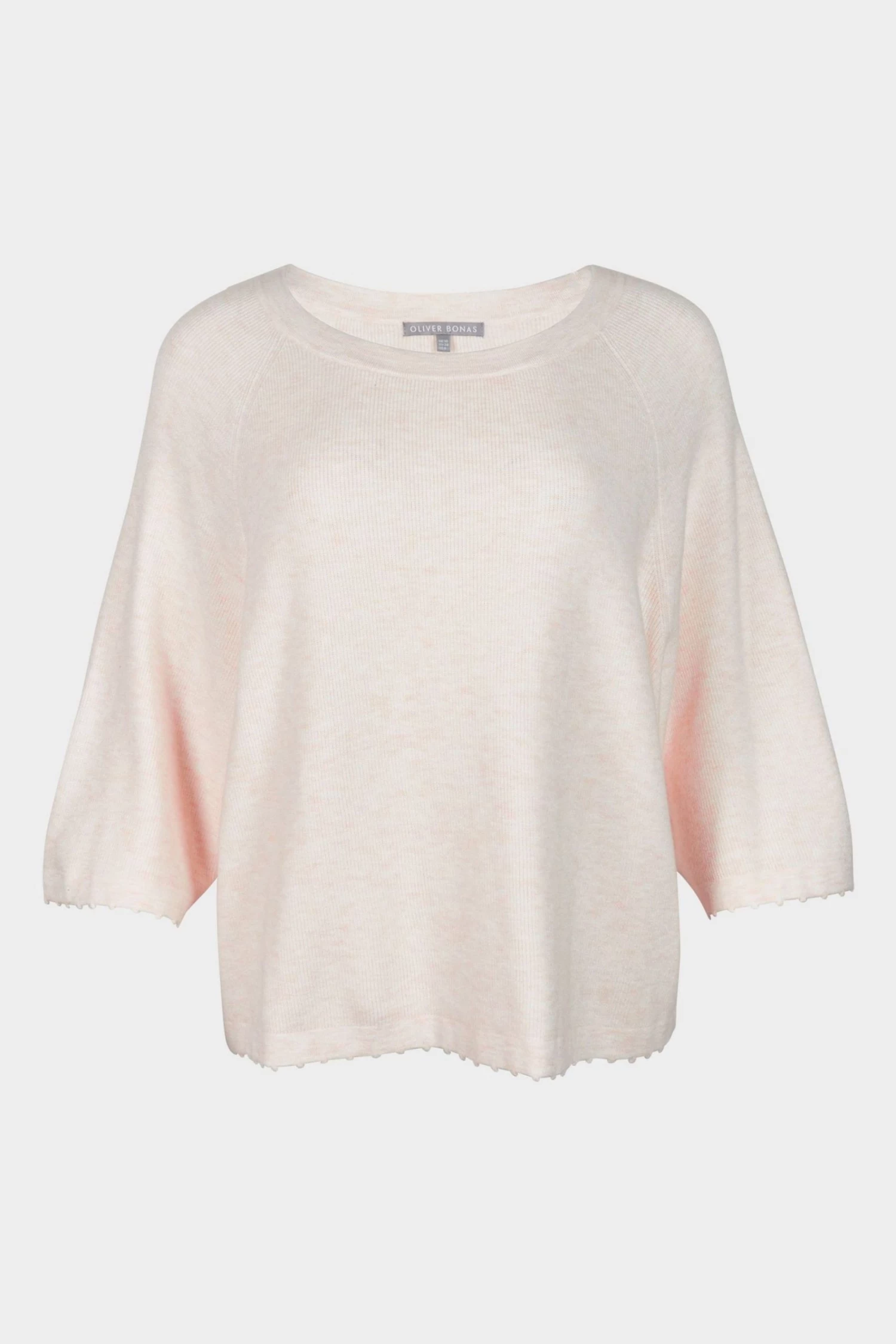 Oliver Bonas White Boxy Picot Stitch Neutral Knitted Top - Image 3