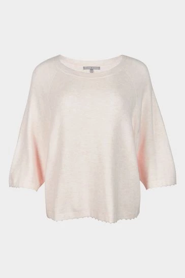 Oliver Bonas White Boxy Picot Stitch Neutral Knitted Top - Image 8