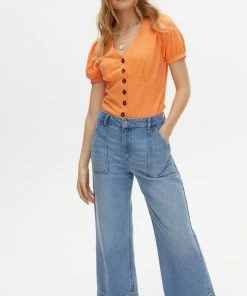 Oliver Bonas Orange Button Through T-Shirt