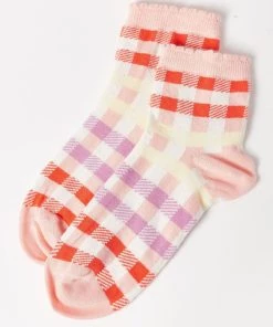 Oliver Bonas Natural Colourful Gingham Ankle Socks