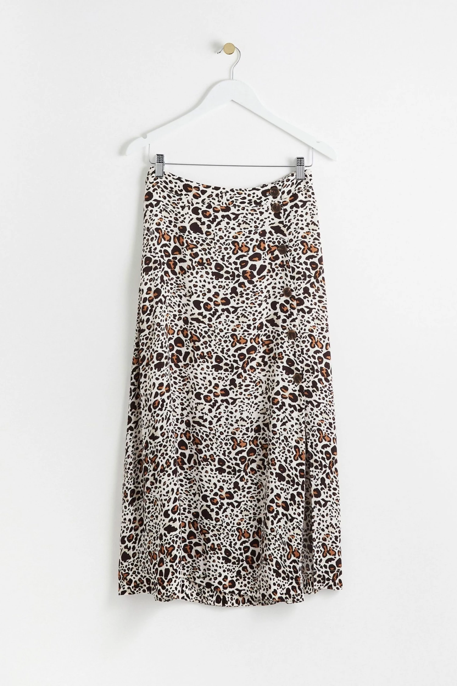 Oliver Bonas Painted Brown Print Midi Skirt - Image 3