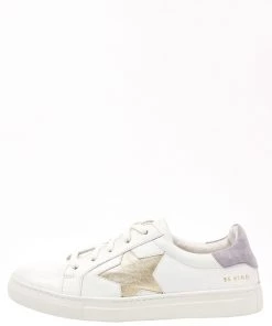 Oliver Bonas Purple Gold Star And Lilac Leather Trainers