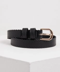 Oliver Bonas Black Scalloped Skinny Waist Belt