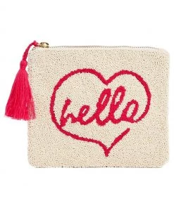 Oliver Bonas Pink Love Heart Pink Textured Pouch