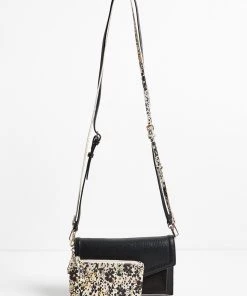 Oliver Bonas Megan Animal Print Pouch & Black Envelope Cross-body Bag