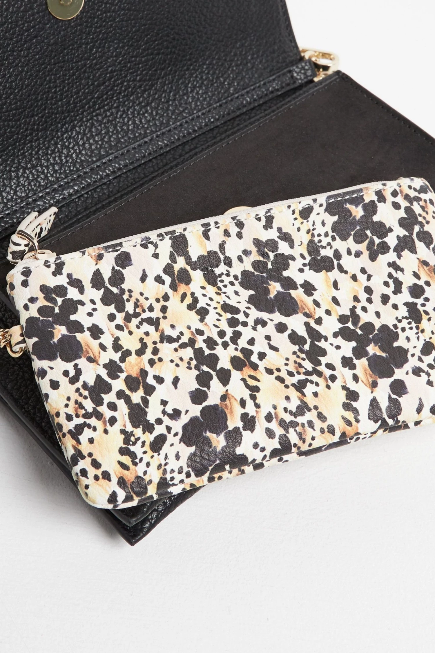 Oliver Bonas Megan Animal Print Pouch & Black Envelope Cross-body Bag - Image 4