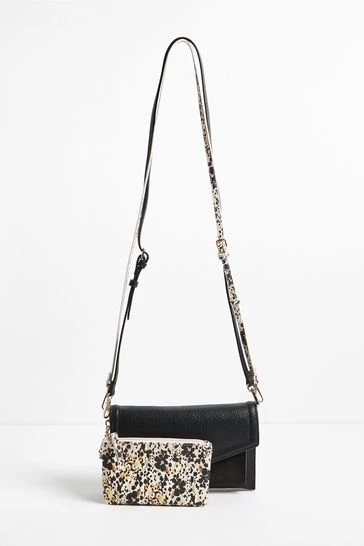 Oliver Bonas Megan Animal Print Pouch & Black Envelope Cross-body Bag - Image 6