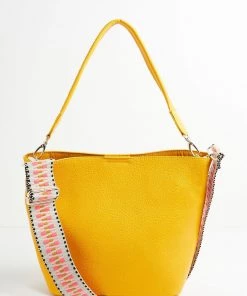 Oliver Bonas Yellow Midi Hobo Tote Bag