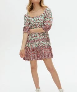 Oliver Bonas Red Sister Ditsy Floral Print Mini Dress