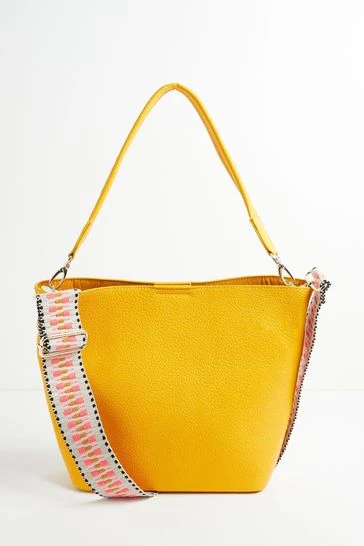 Oliver Bonas Yellow Midi Hobo Tote Bag - Image 6
