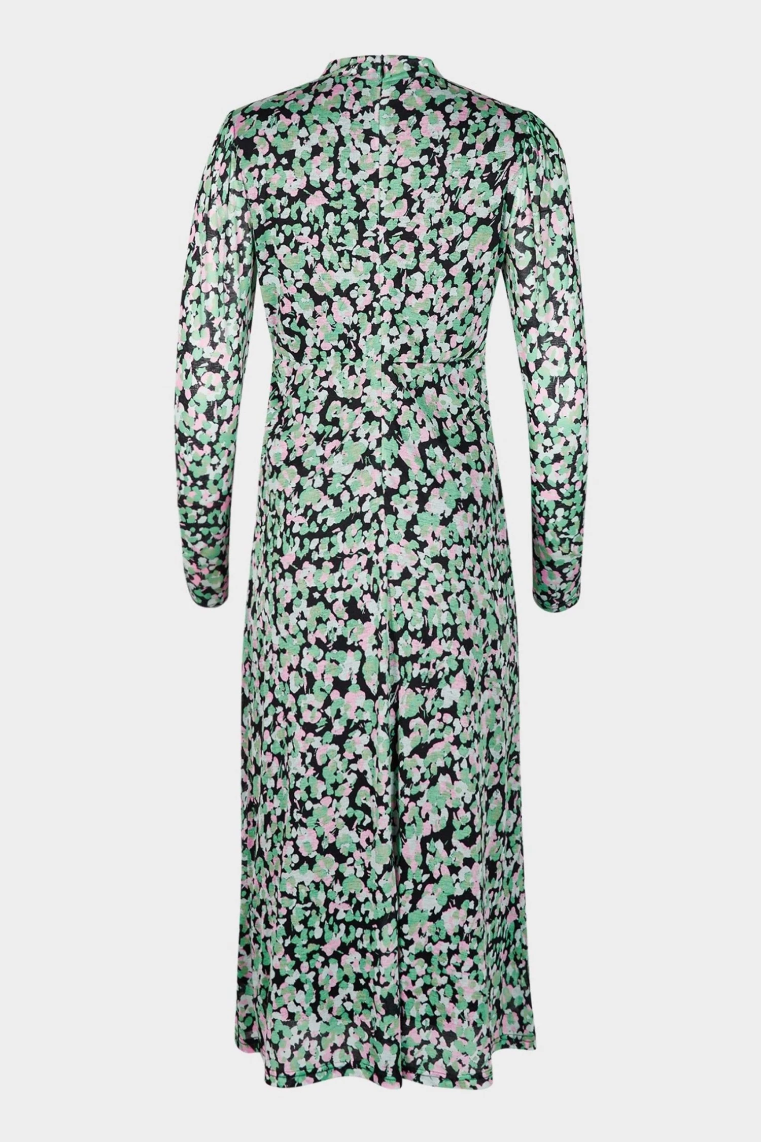 Oliver Bonas Green Textured Animal Print Mesh Midi Dress - Image 4