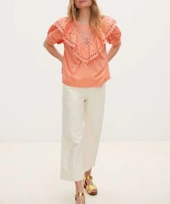Oliver Bonas Pink Broderie Bib Blouse