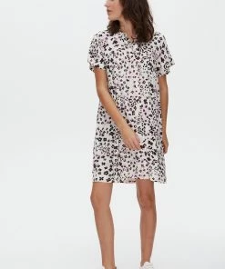 Oliver Bonas White & Pink Animal Print Mini Shirt Dress