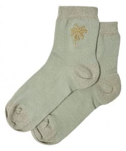 Oliver Bonas Green Pretty Embroidered Palm Socks