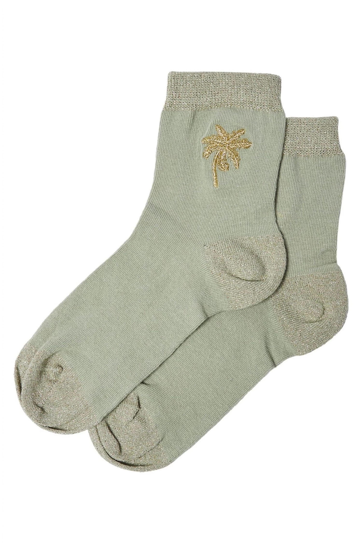 Oliver Bonas Green Pretty Embroidered Palm Socks