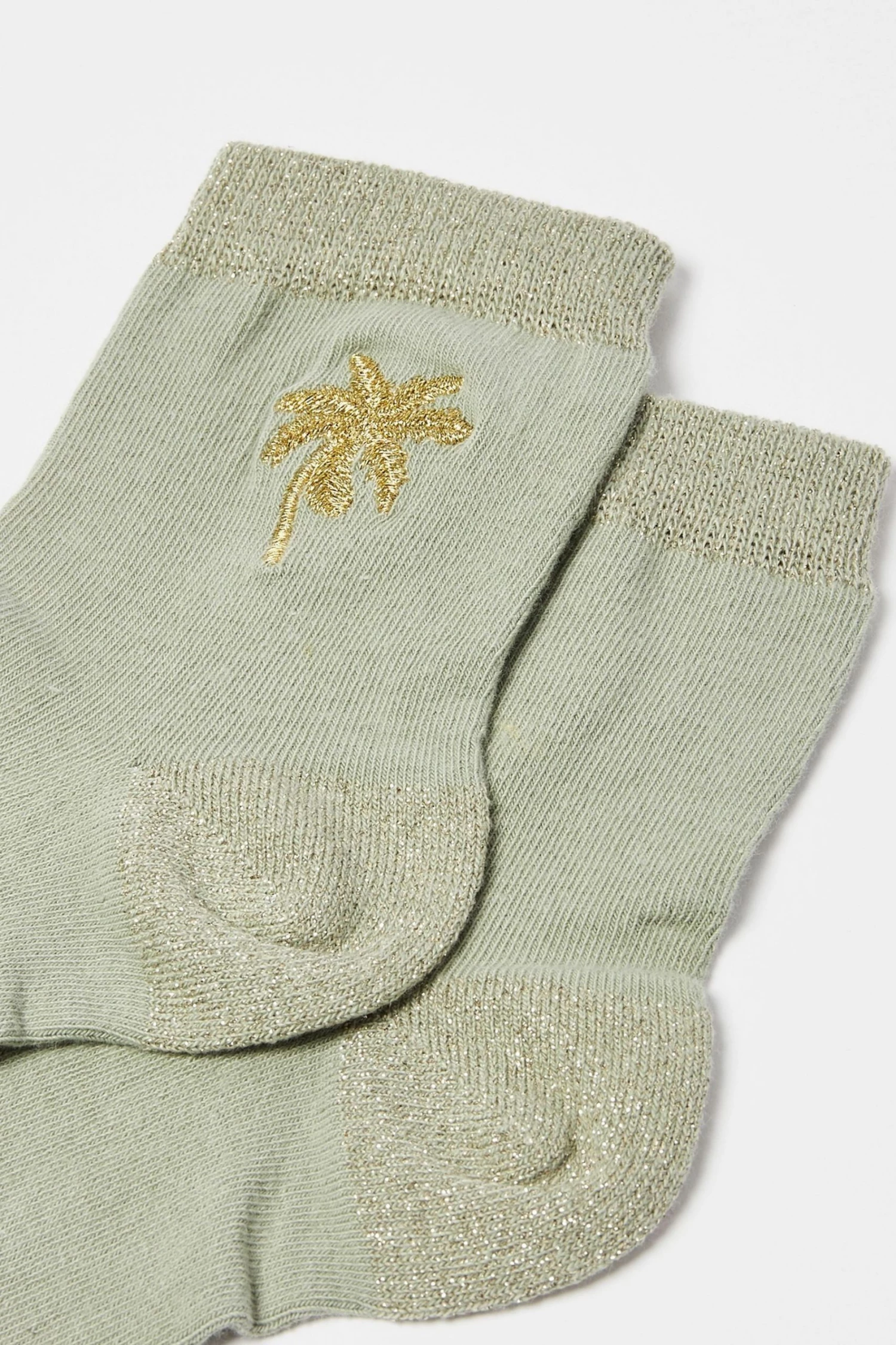 Oliver Bonas Green Pretty Embroidered Palm Socks - Image 2
