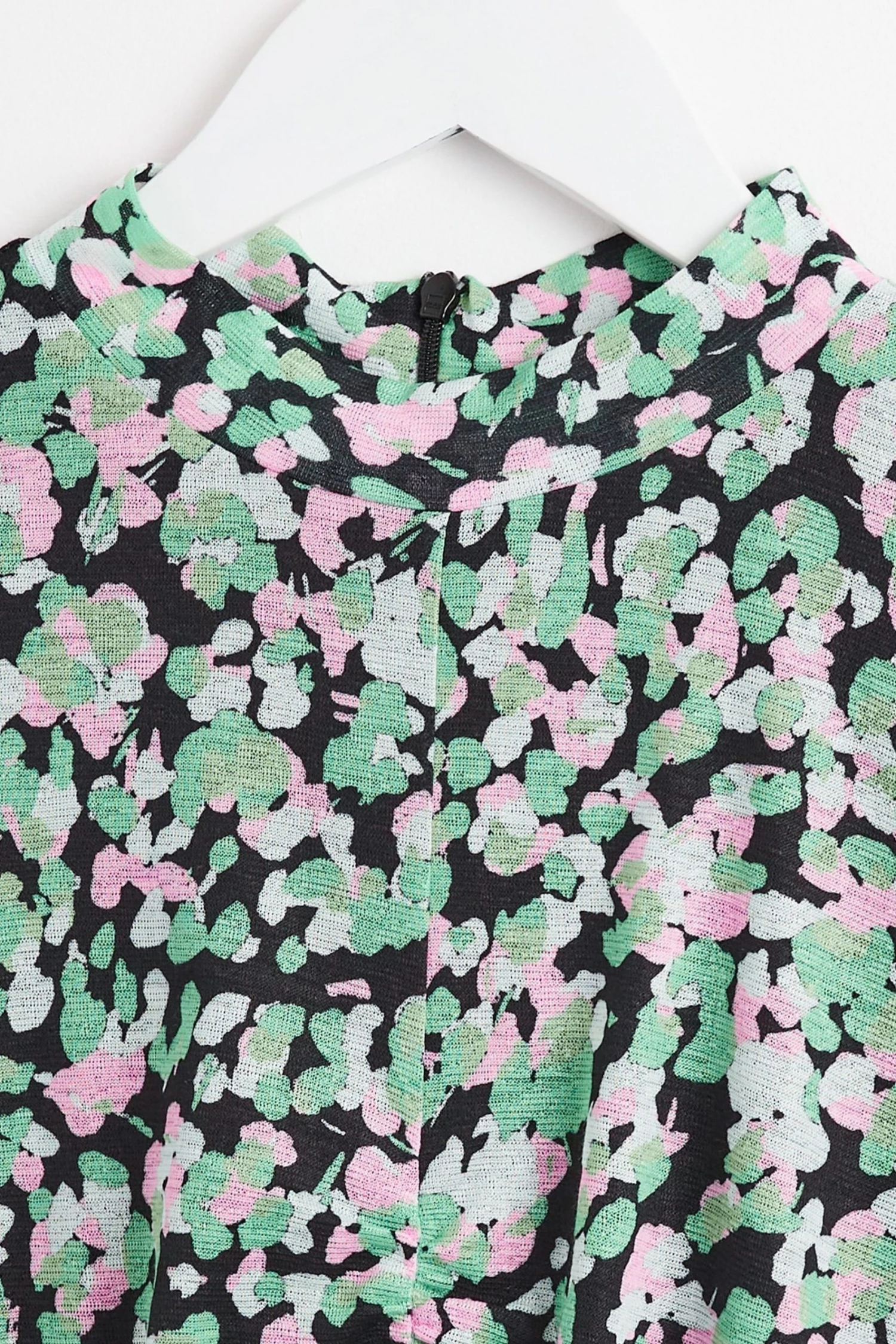 Oliver Bonas Green Textured Animal Print Mesh Midi Dress - Image 5