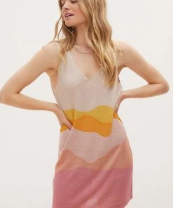 Oliver Bonas Pink Sunset Knitted Mini Dress