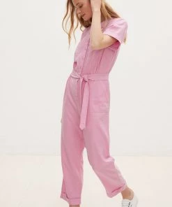 Oliver Bonas Pink Linen Mix Jumpsuit