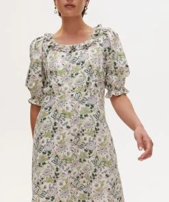 Oliver Bonas Green 70'S Floral Print Mini Dress