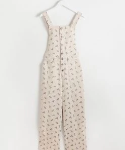 Oliver Bonas White Floral Print Dungarees