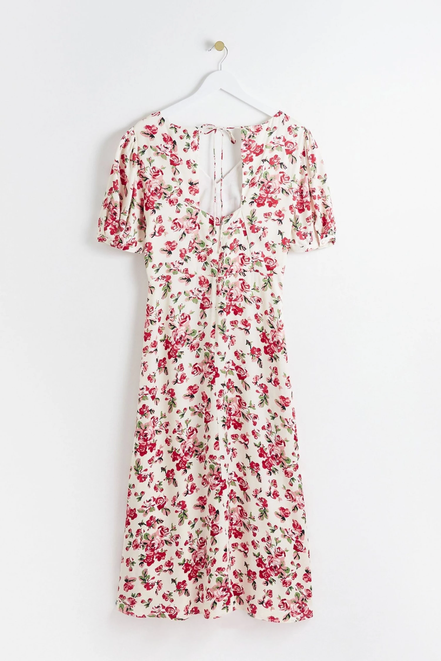 Oliver Bonas White Rose Printed Midi Dress - Image 4