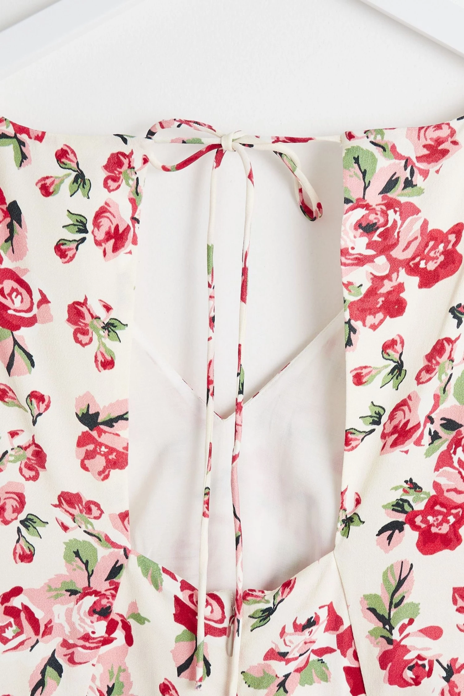 Oliver Bonas White Rose Printed Midi Dress - Image 6