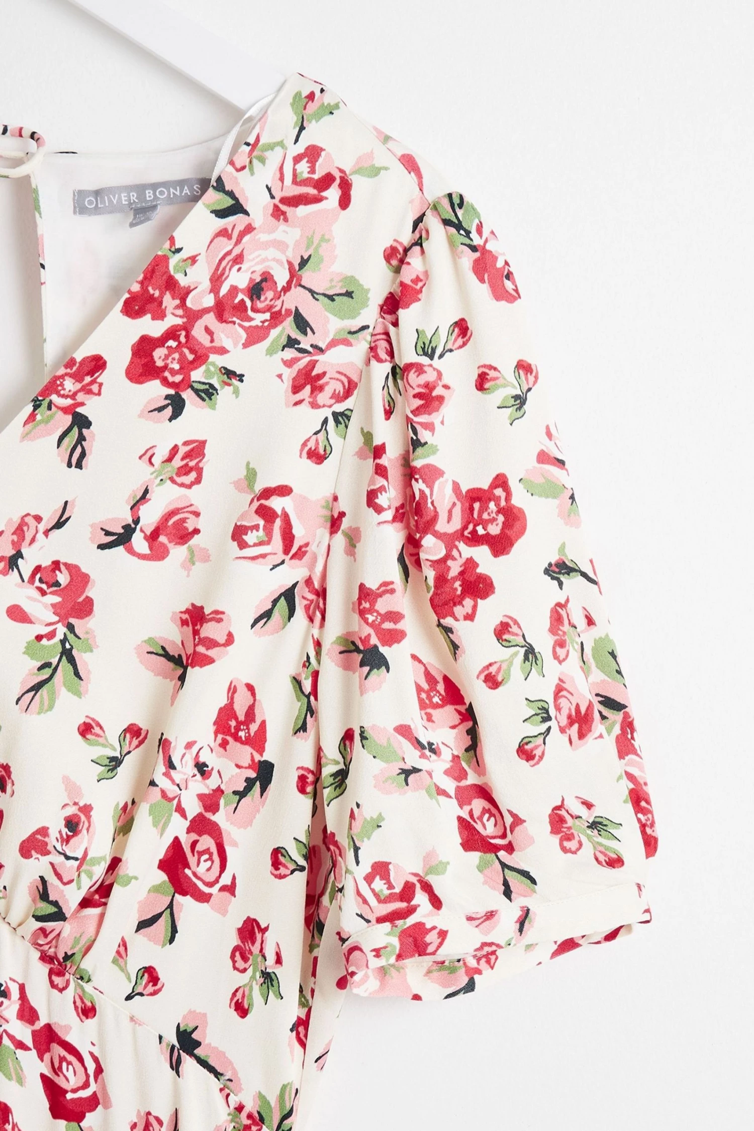 Oliver Bonas White Rose Printed Midi Dress - Image 7