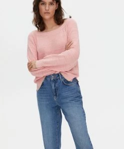 Oliver Bonas Pink Slub Linen Mix Relaxed Neutral Pink Jumper