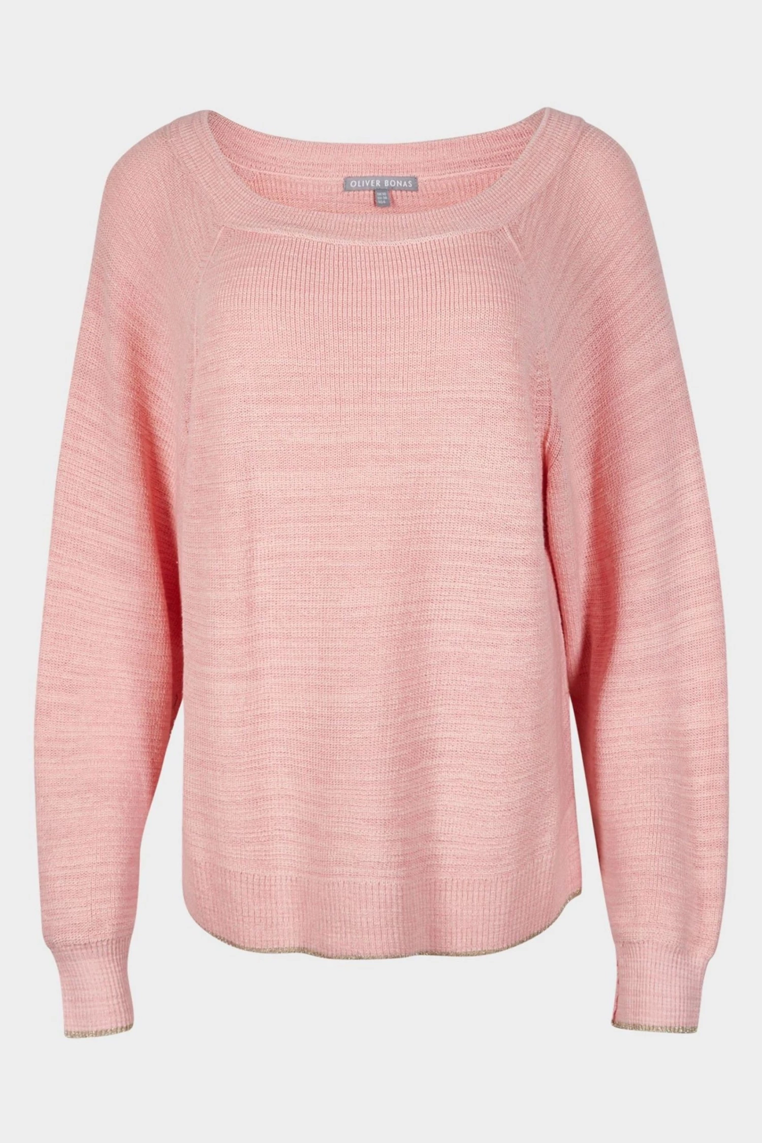 Oliver Bonas Pink Slub Linen Mix Relaxed Neutral Pink Jumper - Image 3