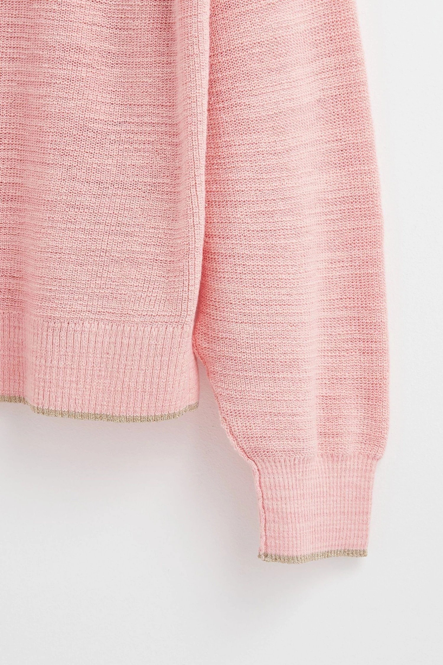 Oliver Bonas Pink Slub Linen Mix Relaxed Neutral Pink Jumper - Image 7