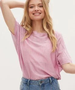 Oliver Bonas Pink Sparkle Batwing Knitted Top