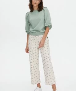 Oliver Bonas Green Puff Sleeve Sweatshirt