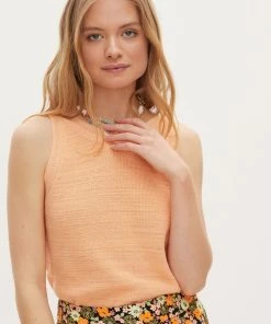 Oliver Bonas Orange Twist Linen Mix Knitted Top